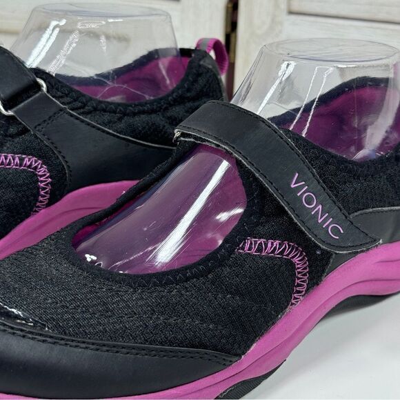 Vionic Sunset Orthotic Mary Jane Comfort Sneakers Shoes Black Pink 7 - Picture 9 of 12
